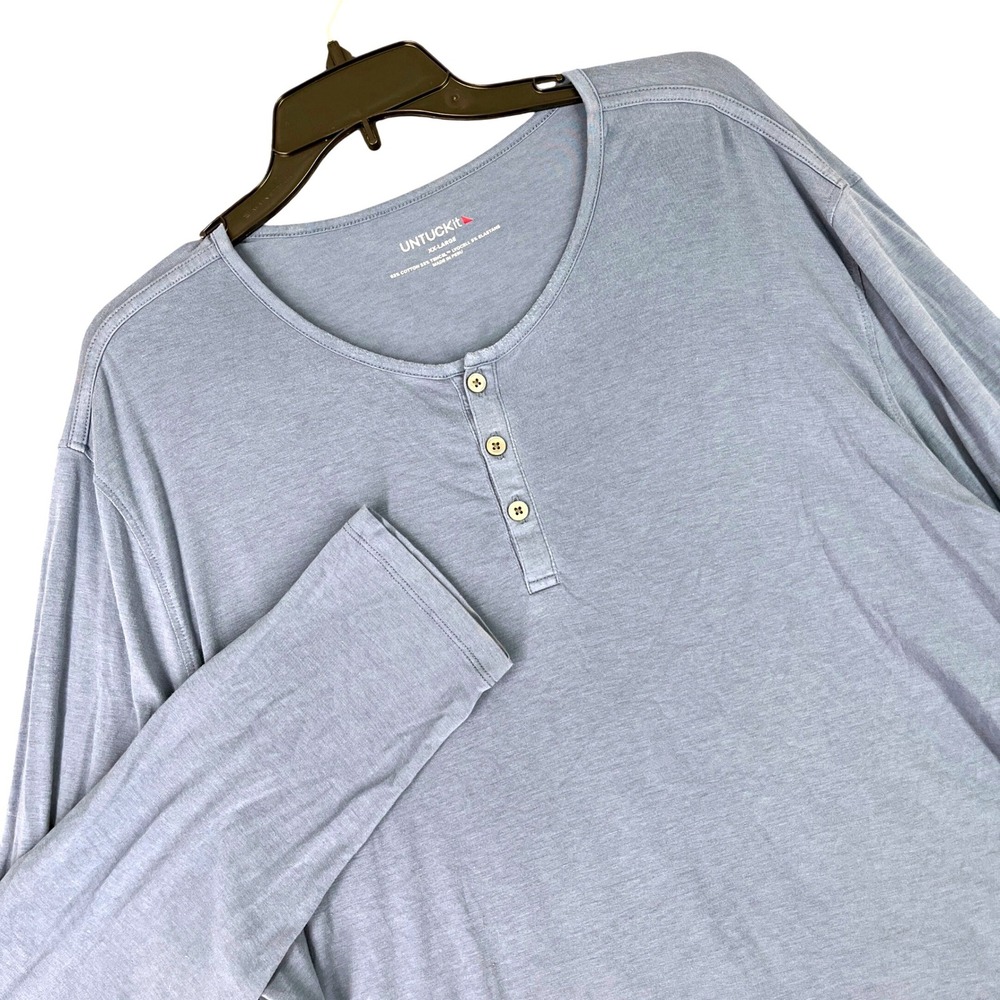 UNTUCKit Marastina Henley Shirt Mens XXL‎ Long Sleeve Cotton Tencel Blend Casual